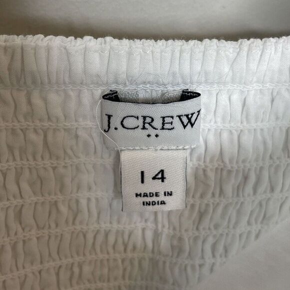 J.CREW Midi Dress Women 14 White Orange Scalloped Trim NEW Pockets Cotton CA107 - Picture 11 of 15